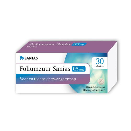 Foliumzuur Sanias Tablet 0,5 mg (Tijdelijk van het merk: Teva)