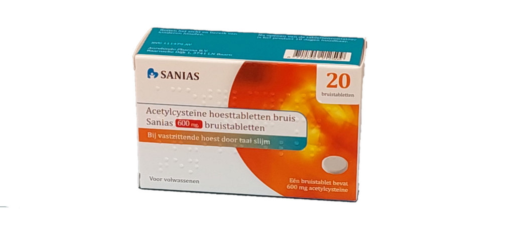 Acetylcysteine Sanias Bruistablet 600 mg (Alternatief is poeder in sachet)